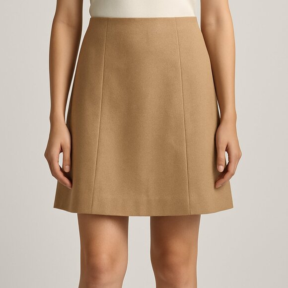 Brooks Brothers 346 Camel Wool Blend A-Line Skirt - Picture 1 of 7